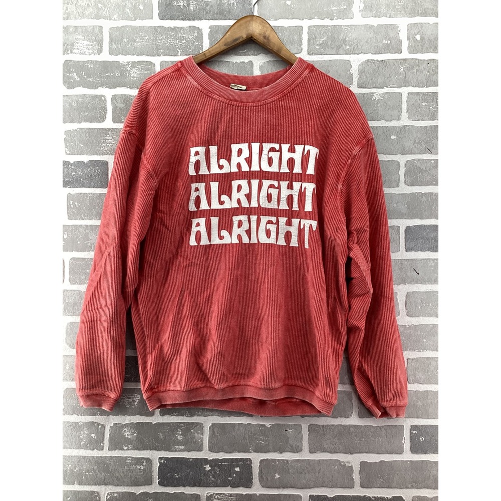 Chicka-d Alright Alright Alright Corded Sweatshirt Coral Red Women Small